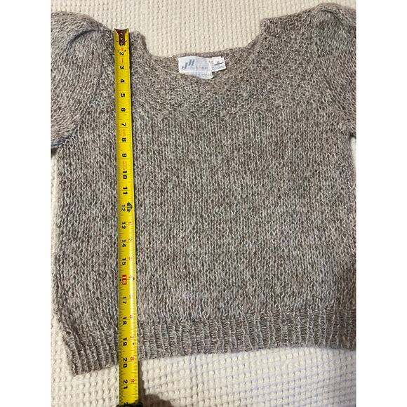 VTG JH Collectibles Hand Knitted Gray Wool Blend Puff 3/4 Sleeve Sweater Medium - Picture 6 of 12